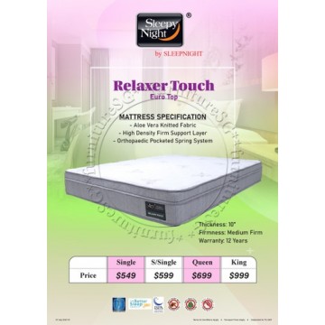 Sleepy Night Relaxer Touch Pocketed Spring Mattress | FREE GIFT